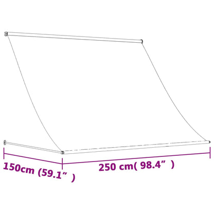 Toldo retrátil 250x150 cm tecido e aço antracite