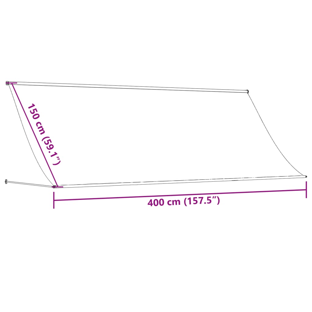 Toldo retrátil 400x150 cm tecido e aço cor creme