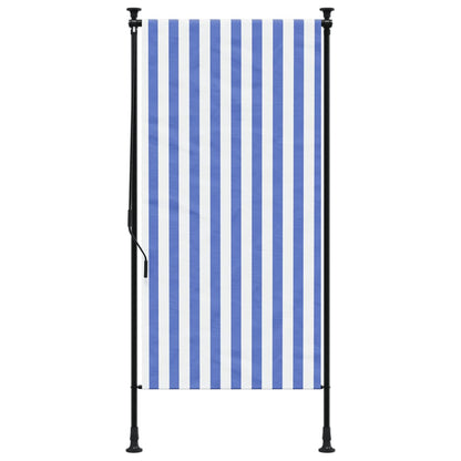 Estore de rolo para exterior 100x270cm tecido/aço azul e branco