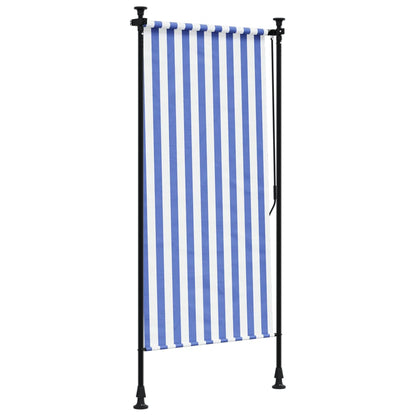 Estore de rolo para exterior 100x270cm tecido/aço azul e branco