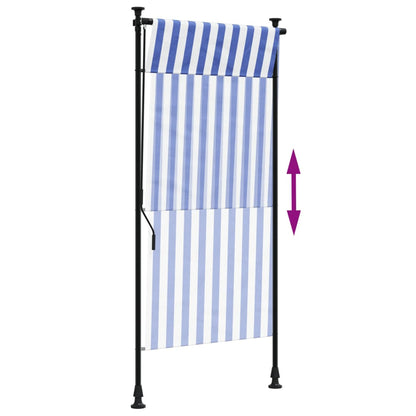 Estore de rolo para exterior 100x270cm tecido/aço azul e branco