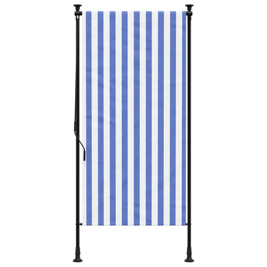 Estore de rolo para exterior 120x270cm tecido/aço azul e branco