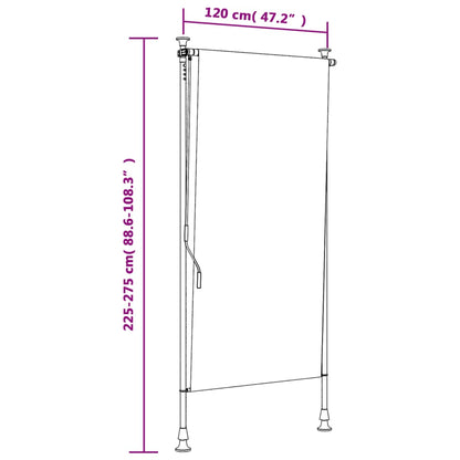 Estore de rolo para exterior 120x270cm tecido/aço azul e branco