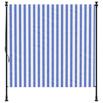 Estore de rolo para exterior 200x270cm tecido/aço azul e branco