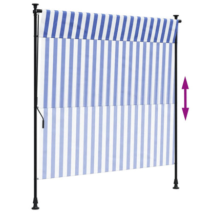 Estore de rolo para exterior 200x270cm tecido/aço azul e branco