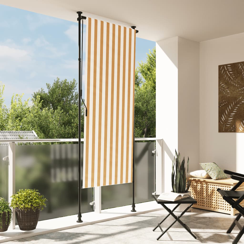 Estore de rolo exterior 100x270 cm tecido/aço laranja e branco