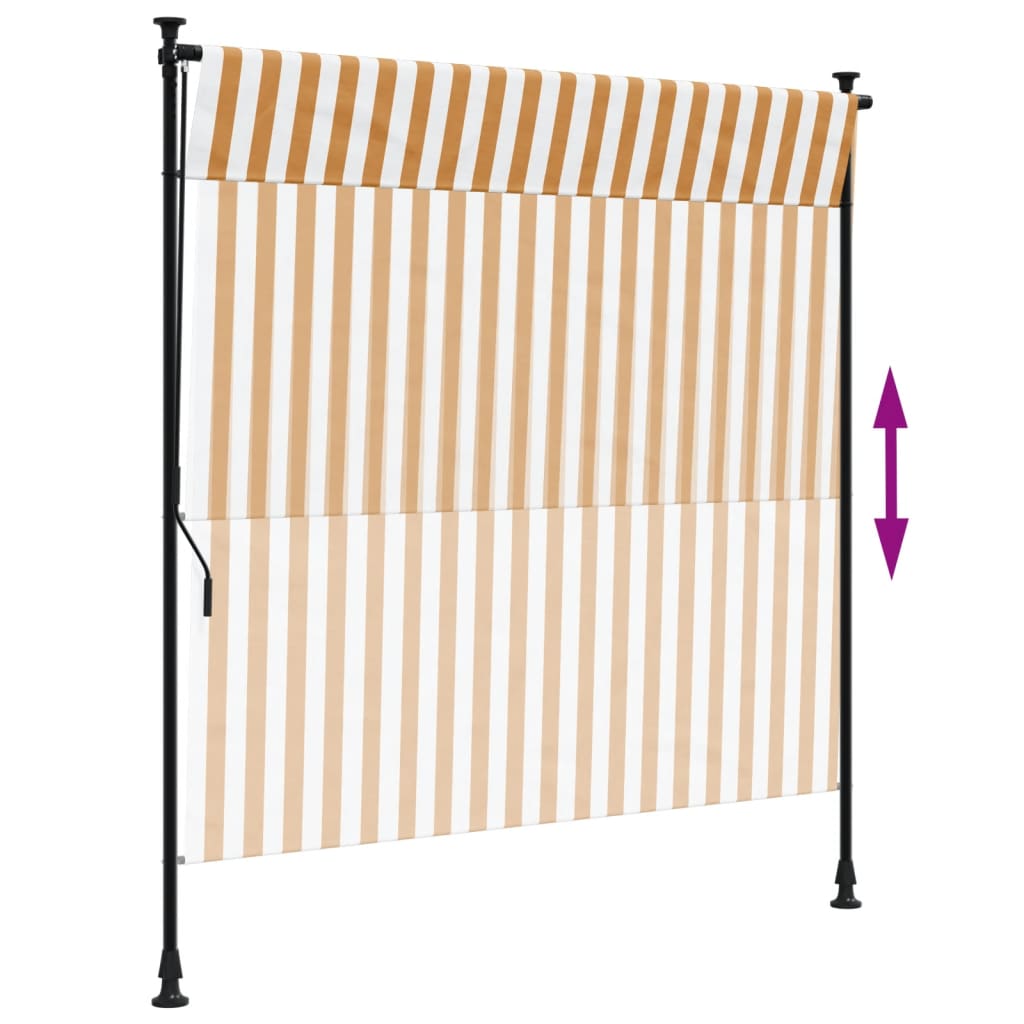 Estore de rolo exterior 150x270 cm tecido/aço laranja e branco