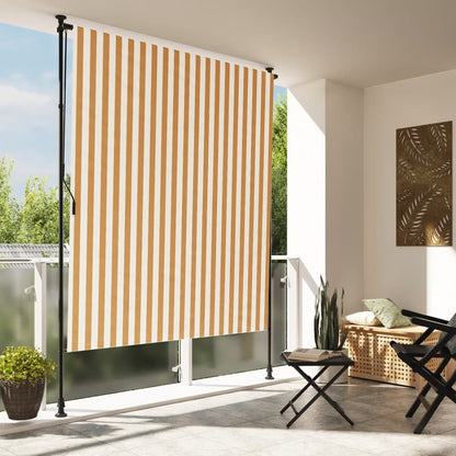 Estore de rolo exterior 200x270 cm tecido/aço laranja e branco