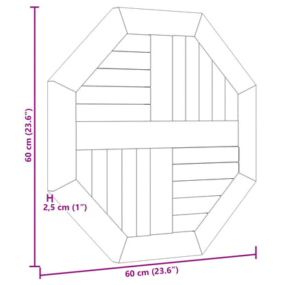 Tampo de mesa octogonal 60x60x2,5 cm madeira de teca maciça