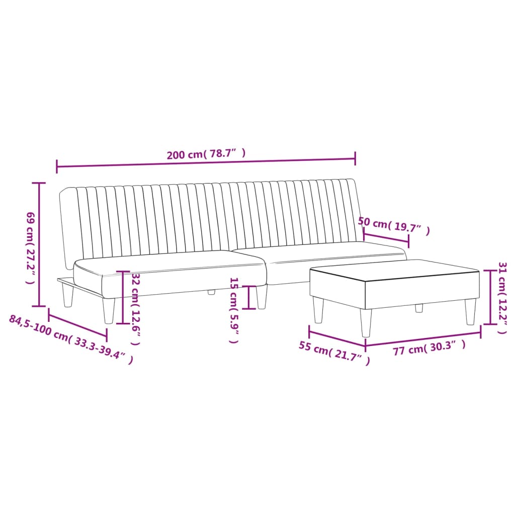 2 pcs conjunto de sofás couro artificial cinzento