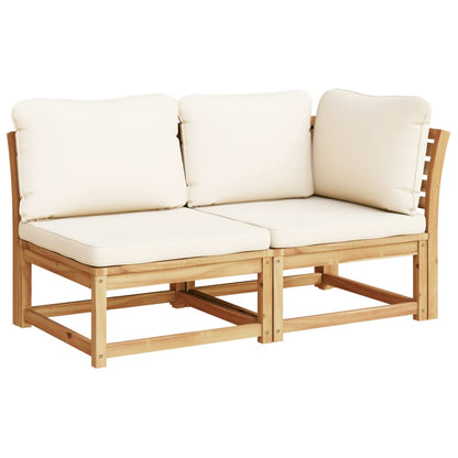 6 pcs conjunto lounge jardim c/almofadões madeira maciça acácia