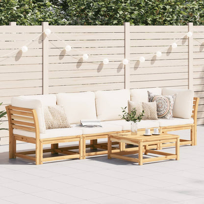 4 pcs conjunto lounge de jardim com almofadões acácia maciça