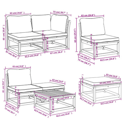 11pcs conjunto lounge jardim c/almofadões madeira maciça acácia