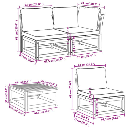 5 pcs conjunto lounge de jardim c/ almofadões acácia maciça