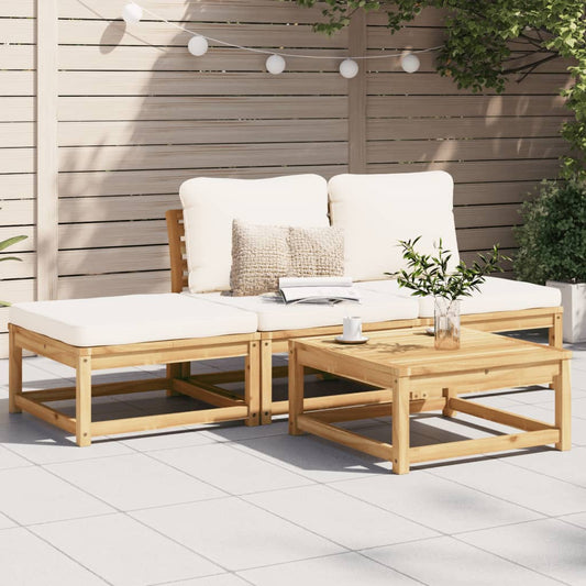 4 pcs conjunto lounge de jardim com almofadões acácia maciça