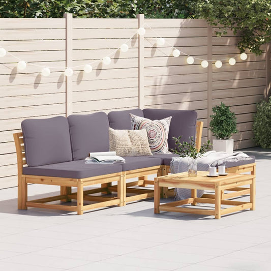 5 pcs conjunto lounge de jardim c/ almofadões acácia maciça