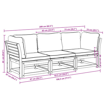 3 pcs conjunto lounge de jardim c/ almofadões acácia maciça