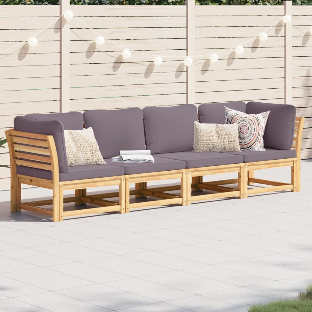 4 pcs conjunto lounge de jardim com almofadões acácia maciça