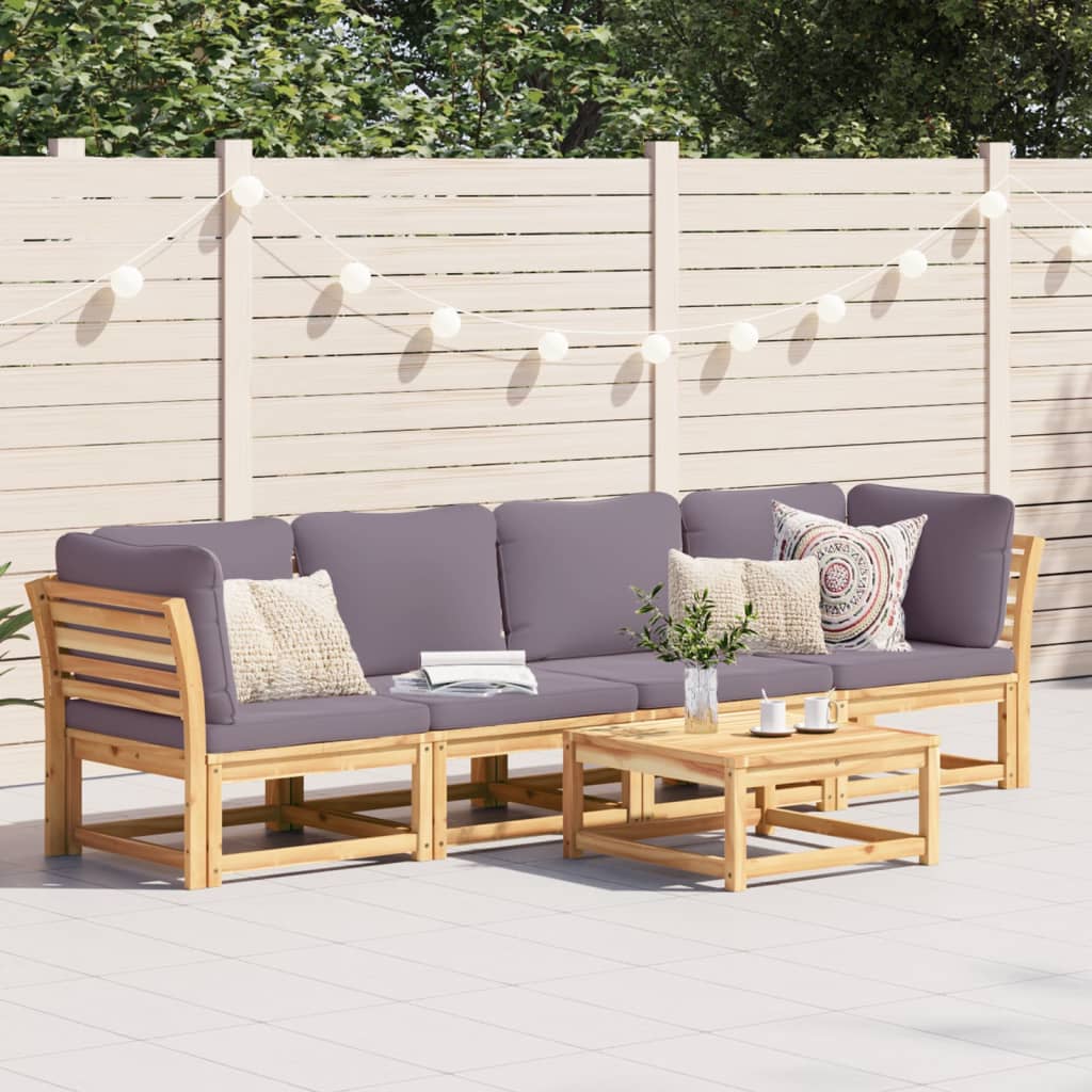 4 pcs conjunto lounge de jardim com almofadões acácia maciça