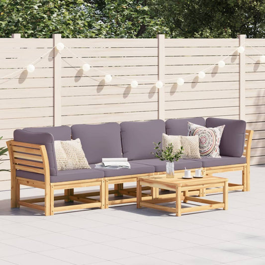 4 pcs conjunto lounge de jardim com almofadões acácia maciça