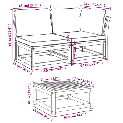 9pcs conjunto lounge jardim c/almofadões madeira maciça acácia