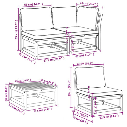 7 pcs conjunto lounge jardim c/almofadões madeira maciça acácia