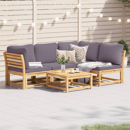 5 pcs conjunto lounge de jardim c/ almofadões acácia maciça