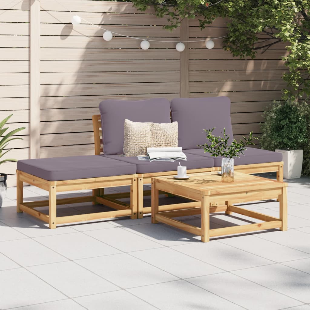 4 pcs conjunto lounge de jardim com almofadões acácia maciça