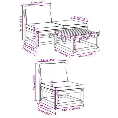 4 pcs conjunto lounge de jardim com almofadões acácia maciça