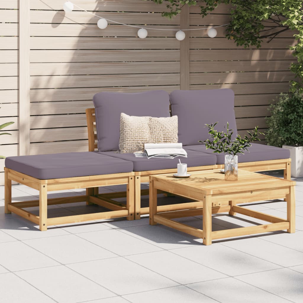 4 pcs conjunto lounge de jardim com almofadões acácia maciça