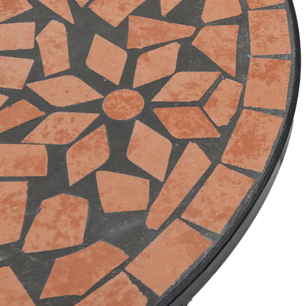 Conjunto de bistrô em mosaico ferro e cerâmica terracota