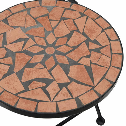 Conjunto de bistrô em mosaico ferro e cerâmica terracota