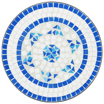 Conjunto de bistrô em mosaico ferro e cerâmica azul e branco