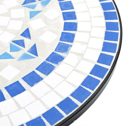 Conjunto de bistrô em mosaico ferro e cerâmica azul e branco