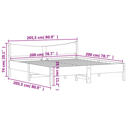 Estrutura cama c/ cabeceira 200x200cm pinho maciço castanho-mel