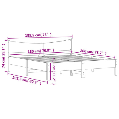 Estrutura de cama com cabeceira 180x200 cm pinho maciço