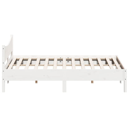 Estrutura de cama com cabeceira 180x200cm pinho maciço branco