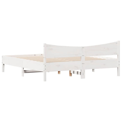 Estrutura de cama com cabeceira 180x200cm pinho maciço branco