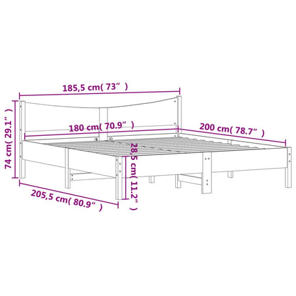 Estrutura de cama com cabeceira 180x200cm pinho maciço branco