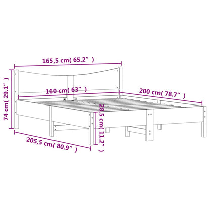 Estrutura de cama com cabeceira 160x200 cm pinho maciço