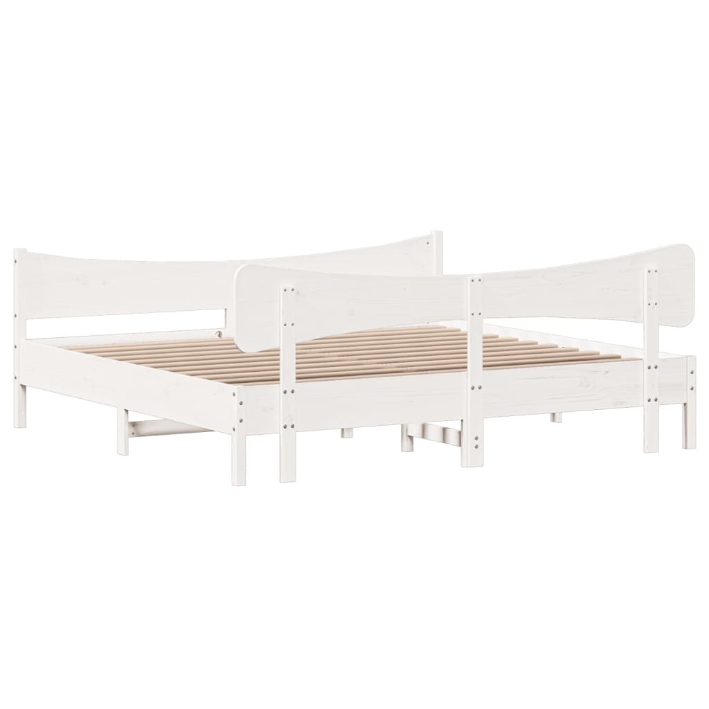 Estrutura de cama com cabeceira 200x200 cm pinho maciço branco