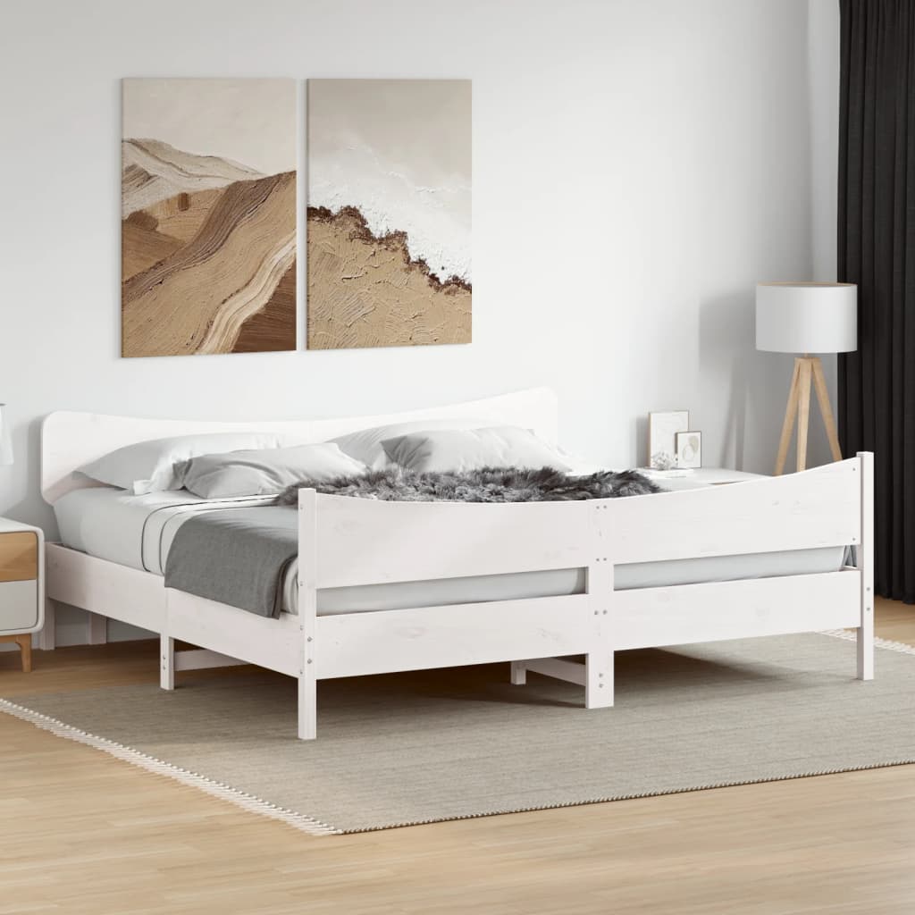 Estrutura de cama com cabeceira 180x200cm pinho maciço branco