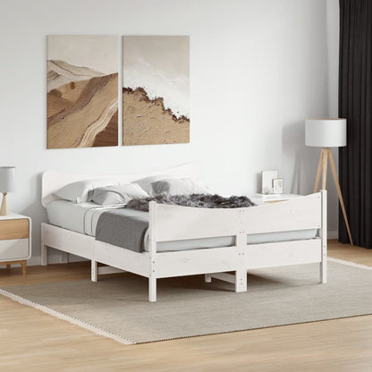 Estrutura de cama com cabeceira 160x200 cm pinho maciço branco