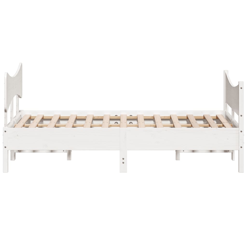 Estrutura de cama com cabeceira 160x200 cm pinho maciço branco