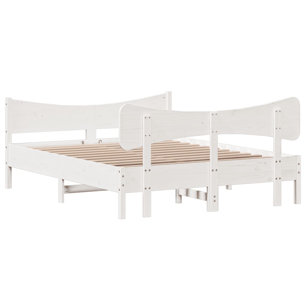 Estrutura de cama com cabeceira 160x200 cm pinho maciço branco