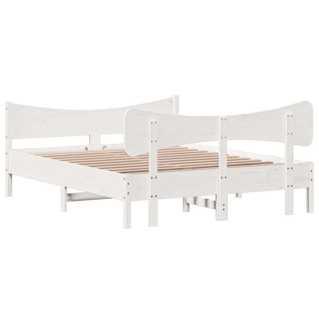 Estrutura de cama c/ cabeceira 150x200 cm pinho maciço branco