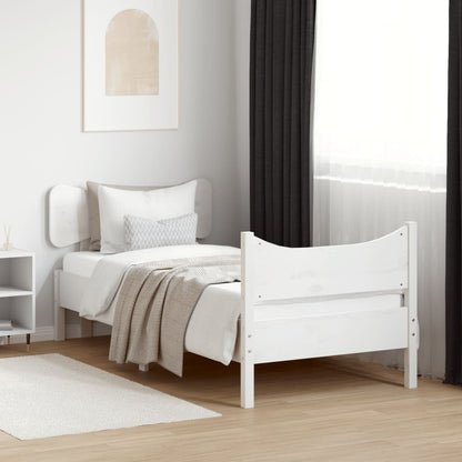 Estrutura de cama com cabeceira 100x200cm pinho maciço branco