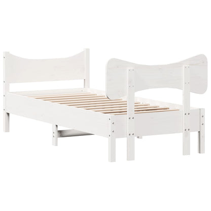 Estrutura de cama com cabeceira 100x200cm pinho maciço branco