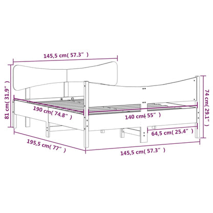 Estrutura cama c/ cabeceira 140x190 cm pinho maciço