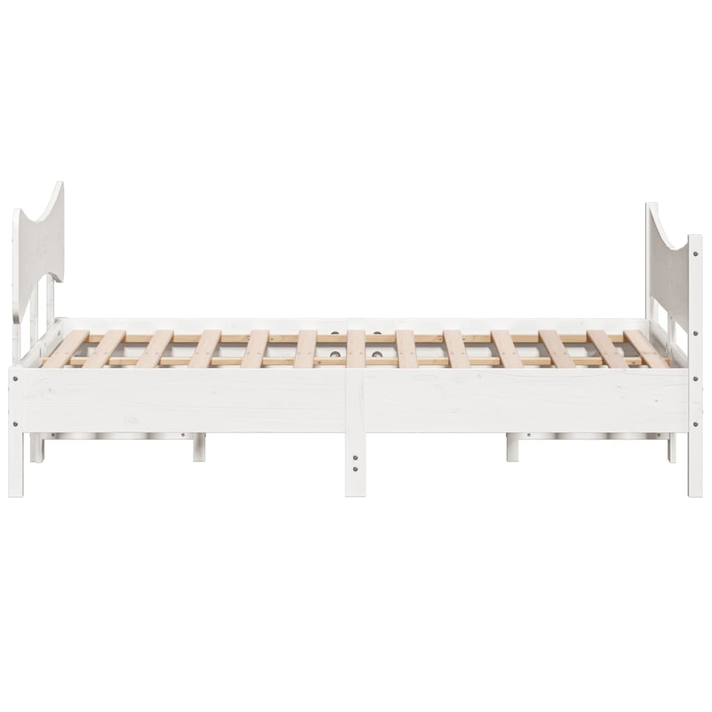 Estrutura cama c/ cabeceira 140x190 cm pinho maciço branco